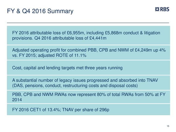 FY Results | RBS Group - Page 16